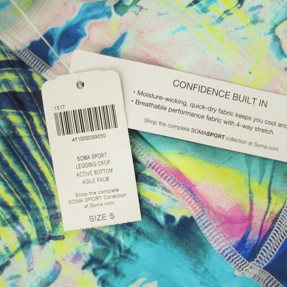 New Soma Sport Leggings S Small High Waisted Rise Crop Yoga Running Athleisure - Picture 5 of 6